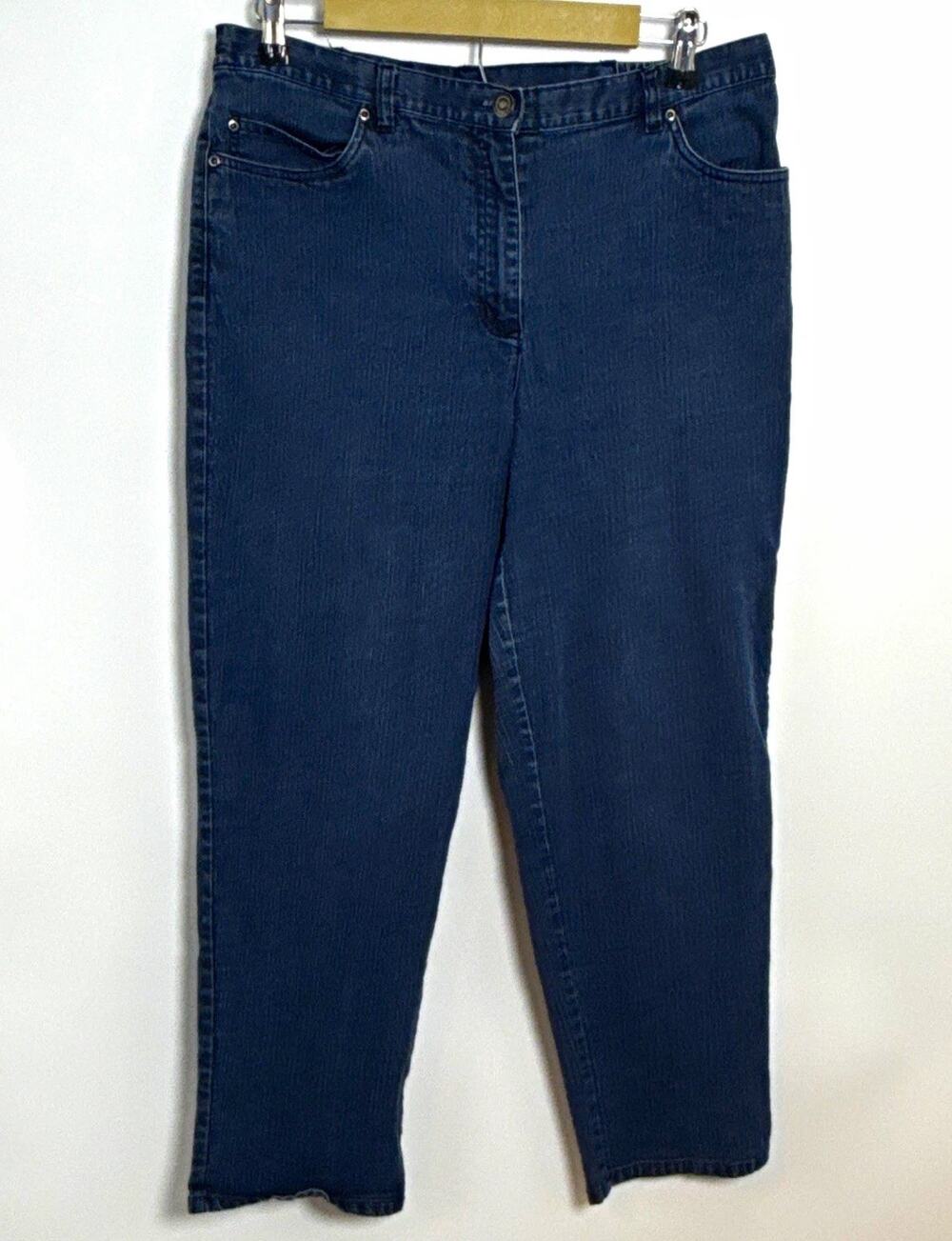 Ruby Rd. Women’s Petite 14P Blue Denim Pants Elastic Waist Straight Leg 27"